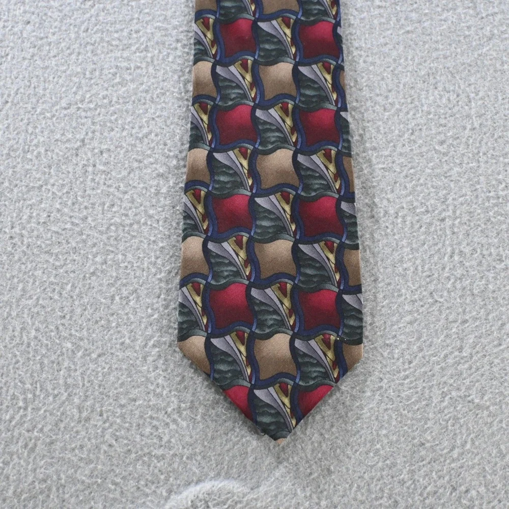 Martini Stonehenge Mens Cocktail Collection Silk Tie OS Multicolor Geometric 90s